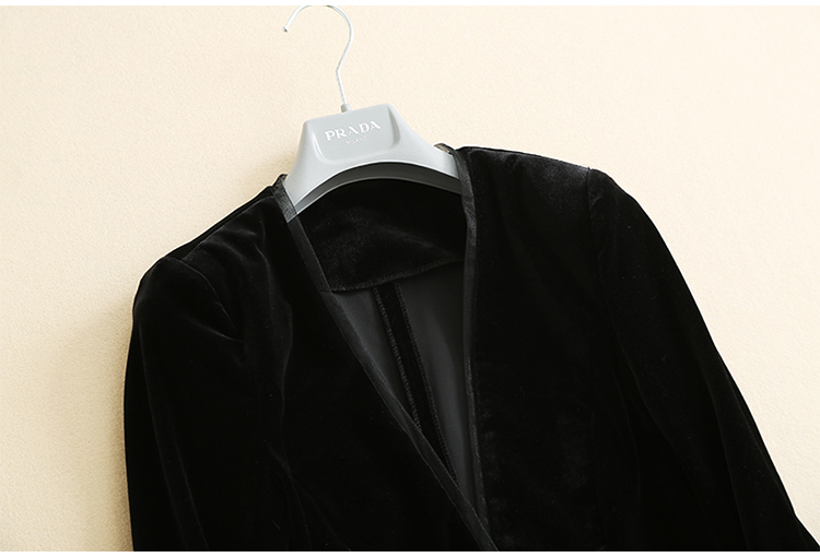 进口丝绒网纱拼接领一粒扣收腰显瘦丝绒西装 3色 有大码